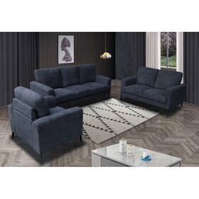 Jackson Black Chenille Sofa Loveseat Chair Living Room Set B061S00771