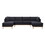 Hallie Black Sherpa 124" Wide Double Chaise U-Shape Sectional Sofa B061S00782