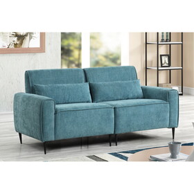 Valentina Blue Chenille Sofa with Metal Legs and Throw Pillows B061S00792