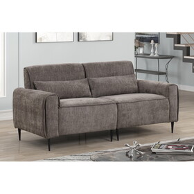 Valentina Gray Chenille Sofa with Metal Legs and Throw Pillows B061S00794