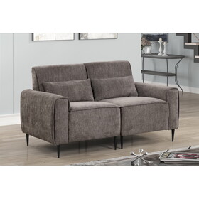 Valentina Gray Chenille Loveseat with Metal Legs and Throw Pillows B061S00795