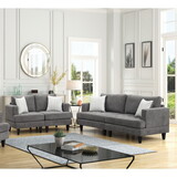 Callaway Gray Chenille Sofa Loveseat Living Room Set with Throw Pillows B061S00798