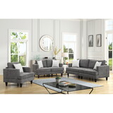 Callaway Gray Chenille Sofa Loveseat Chair Living Room Set with Throw Pillows B061S00801