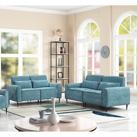 Valentina Blue Chenille Sofa Loveseat Living Room Set B061S00802