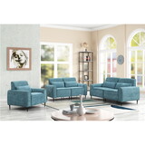 Valentina Blue Chenille Sofa Loveseat Chair Living Room Set B061S00808
