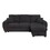 Veronica 95" Black Teddy Fleece Reversible Sleeper Sectional Sofa with Storage Chaise B061S00816