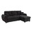 Veronica 95" Black Teddy Fleece Reversible Sleeper Sectional Sofa with Storage Chaise B061S00816