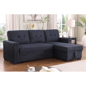 Lucca II 84.5"W Dark Gray Woven Fabric Reversible Sleeper Sectional Sofa with Storage Chaise and Pocket Coil Seating B061S00837