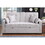 Cody II 69.5"W Light Gray Woven Fabric Convertible Sleeper Loveseat with Cup Holder, Charging Ports, Side Pocket, and Pocket Coil Seating B061S00850