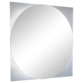 Merrimac Square Bathroom Mirror with Sandblasting Borders Clear B062103260