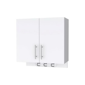 Carmelita 2-Door 2-Shelf Wall Storage Cabinet with Hangers White B062103266
