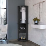 Kempwell 2-Door 2-Shelf Corner Bar Cabinet with Glass Rack Black B062103271