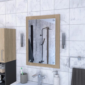 Devoux Rectangular Bathroom Mirror Light Pine B062111640
