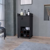 Allandale 1-Door Bar Cart with Wine Rack and Casters Black B062111721