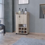 Allandale 1-Door Bar Cart with Wine Rack and Casters Light Gray B062111722