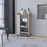 Willow Park Glass Door Bar Cart with Bottle Holder and Casters Light Gray B062111725