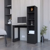 Peterson Computer Desk with 4-Tier Bookcase and 1-Door Cabinet Black B062111729