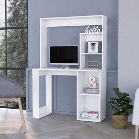 Palisades Computer Desk with Hutch and Storage Shelves White B062111731