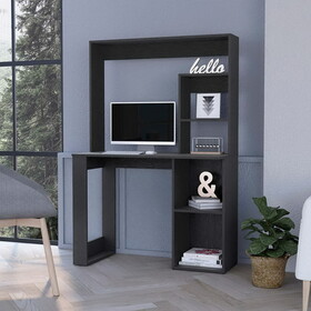 Palisades Computer Desk with Hutch and Storage Shelves Black B062111732