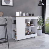 Holmeson 5-Shelf Kitchen Cart with Caster White and Dark Brown B06280008