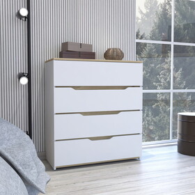 Lynbrook 4-Drawer Dresser White and Light Oak B06280070