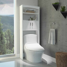 Cruze 1-Drawer 2-Shelf over The Toilet Cabinet White B06280187
