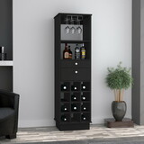 Pierpont 12-Bottle 2-Drawer 1-Shelf Bar Cabinet Black Wengue B06280194