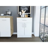 Wilmington 1-Drawer Rectangle Pantry Cabinet White and Light Oak B06280340