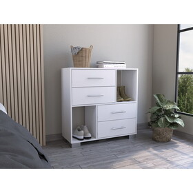 Brooks 2-Shelf 4-Drawer Dresser White B06280443
