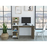 Curry 4-Shelf Writing Desk White and Pine B06280450