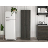 Buxton Rectangle 2-Door Storage Tall Cabinet Carbon Espresso and Black Wengue B06280489