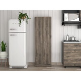 Buxton Rectangle 2-Door Storage Tall Cabinet Dark Brown and Black Wengue B06280491