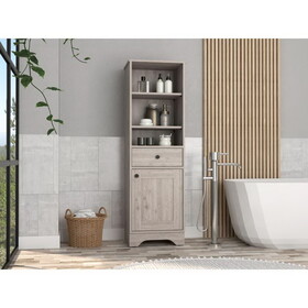 Andalusia 1-Drawer 3-Shelf Linen Cabinet Light Grey B06280550