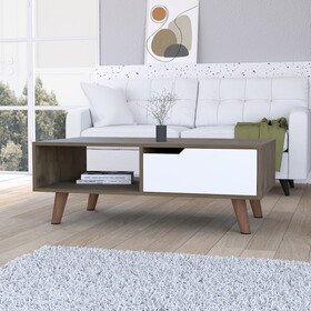 New Haven 1-Drawer 1-Shelf Rectangle Coffee Table Dark Brown and White B06280717