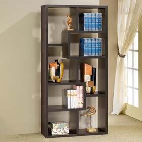 Cavaillon 8-shelf Cappuccino Geometric Bookcase B062P145422