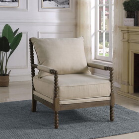 Penelopina Beige and Natural Removable Back Accent Chair B062P145434