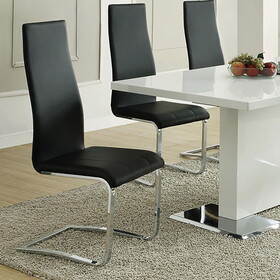 Varela Black and Chrome High Back Side Chairs (Set of 4) B062P145438