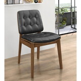 Charles Black and Natural Walnut Tufted Back Side Chairs (Set of 2) B062P145448