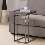 Mortimer Weathered Grey and Black Snack Table with Expandable Top B062P145458