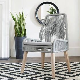 Della Grey and Weathered Wash Woven Back Side Chairs (Set of 2) B062P145460