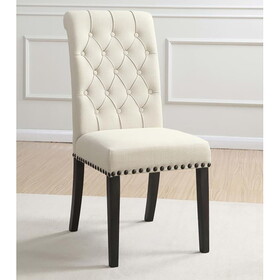 Nantucket Beige and Smokey Black Tufted Side Chairs (Set of 2) B062P145465