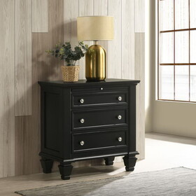 Grace Black 3-drawer Nightstand with Pull Out Tray B062P145467