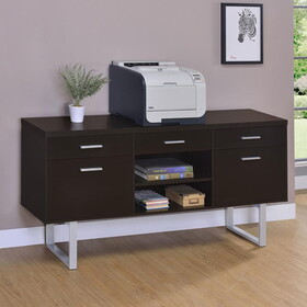 Brighton Cappuccino 5-drawer Credenza with Open Shelving B062P145476