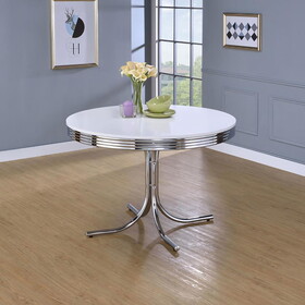 Marla White and Chrome Round Dining Table B062P145478