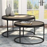Gigliotti Weathered Elm and Gunmetal Round Nesting Table B062P145482