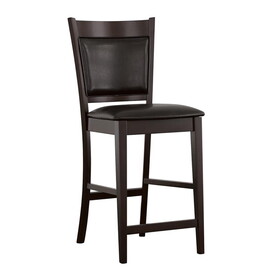 Carlotta Black and Espresso Upholstered Counter Height Stools (Set of 2) B062P145485