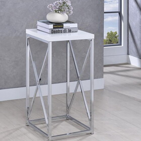 Selena Glossy White and Chrome Accent Table B062P145497