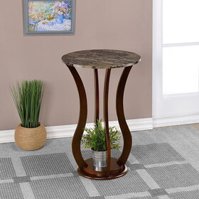Hendrey Brown Round Accent Table with Faux Marble Top B062P145501