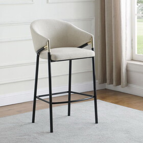 Belvedere Beige and Glossy Black Sloped Arm Bar Stools (Set of 2) B062P145554