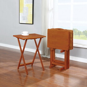 Canton Golden Brown 5-piece Tray Table Set with Stand B062P145572